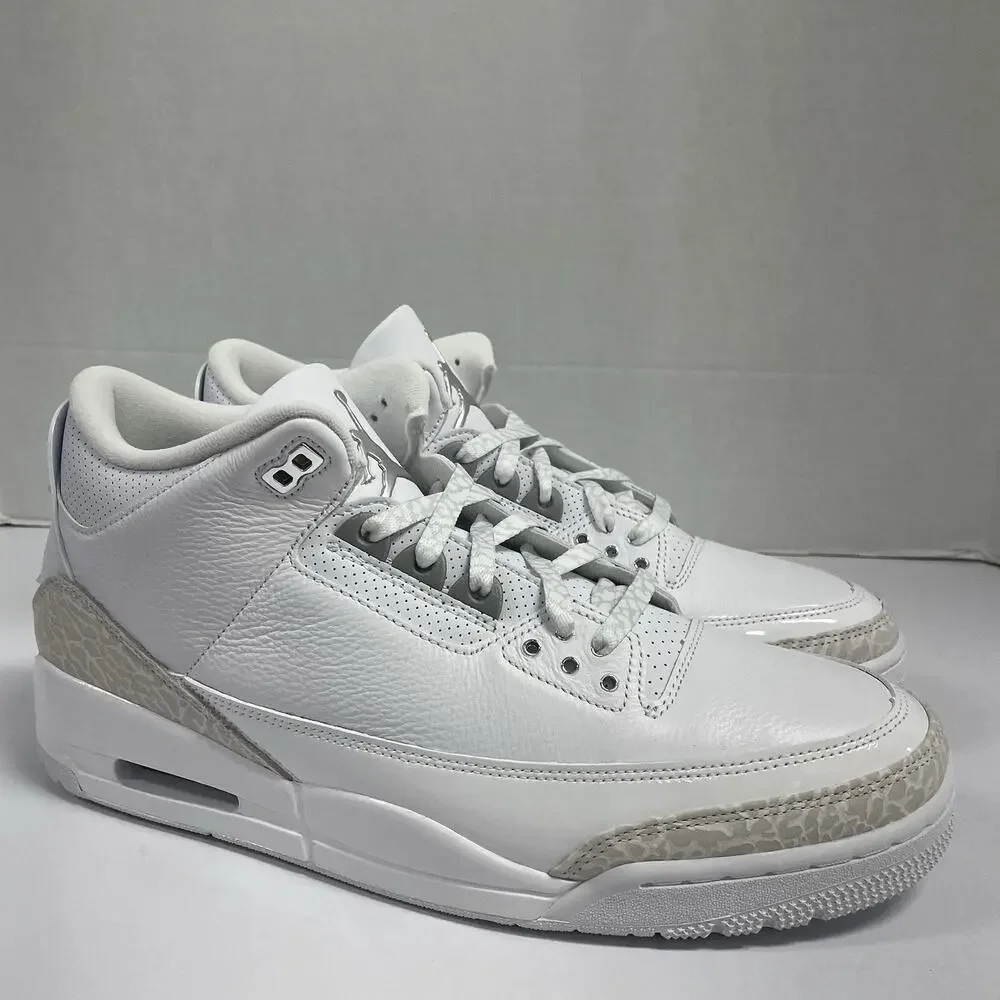 Air Jordan 3 Retro 'Pure Money' 2025 CT8532 111 Size 13 White Leather Sneakers